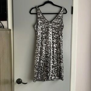 INC International Concepts Silver Sequin Mini Dress